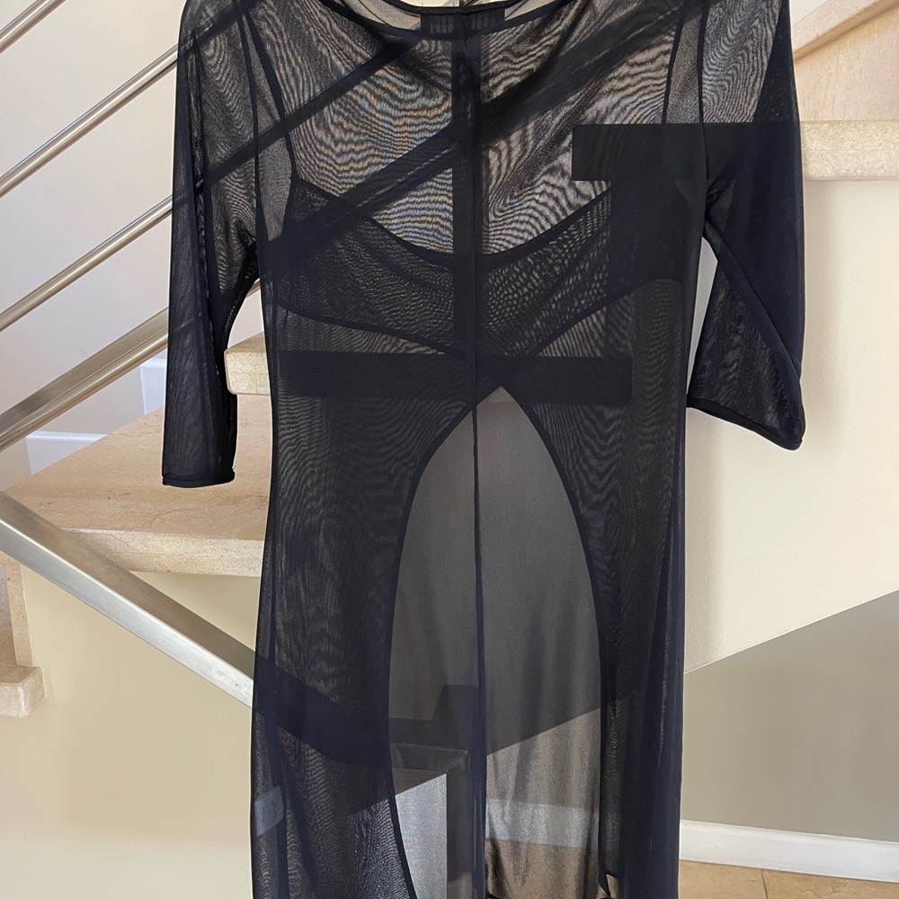 Vintage Elegant Black Sheer Swim Cover-Up/Top - Picture 12 of 12
